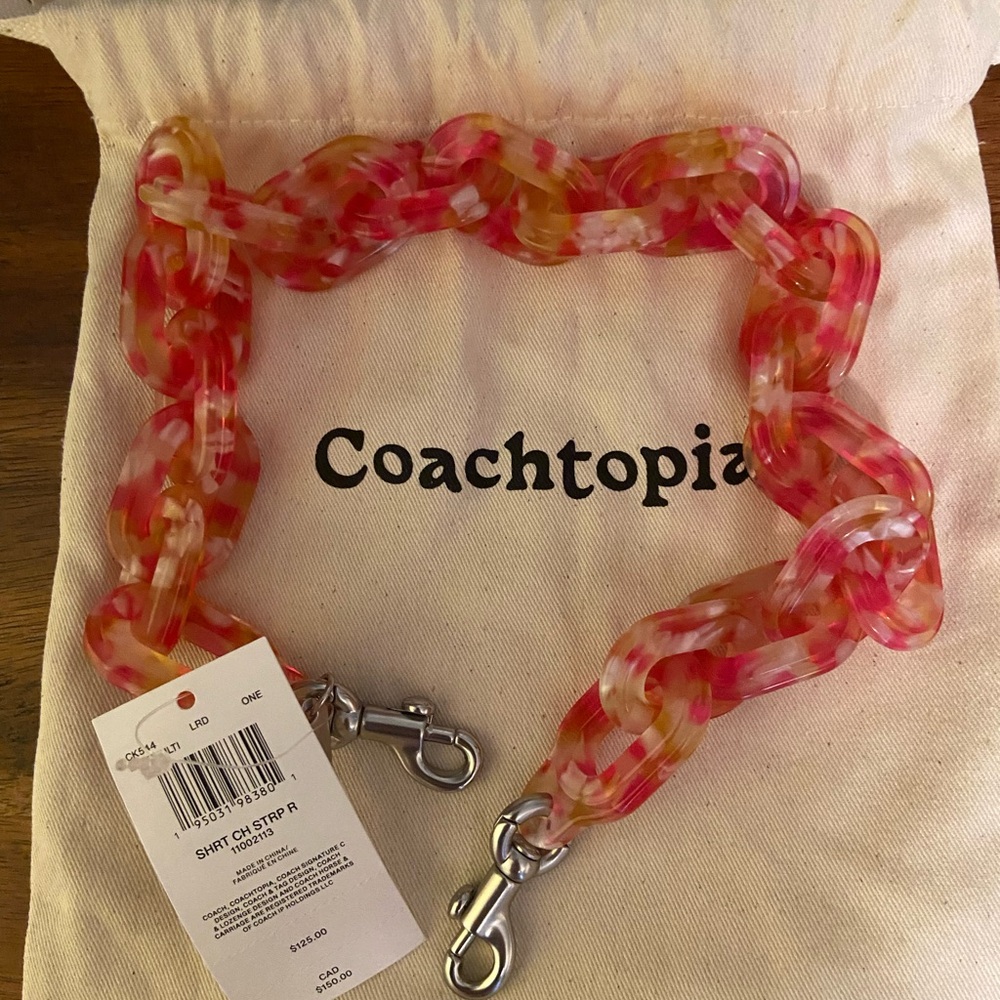 Coach Pink and Silver Chain Strap